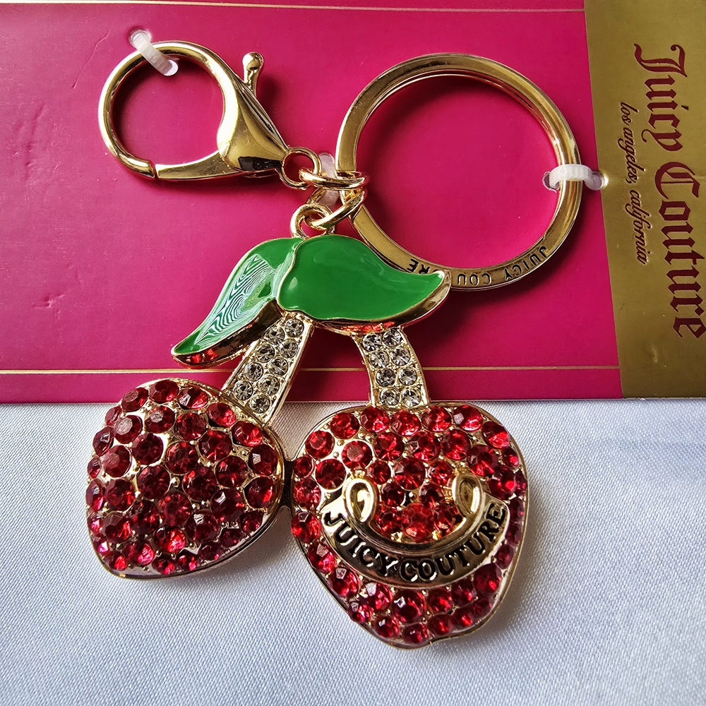 Juicy Couture Red Crystal Cherry Keychain - Picture 3 of 4
